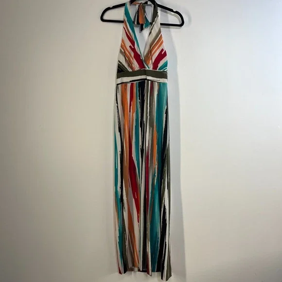 Max & Cleo | Dresses | Max And Cleo Striped Halter Maxi Dress Ml | Poshmark